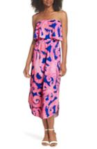 Women's Lilly Pulitzer Meridian Strapless Midi Dress, Size - Blue