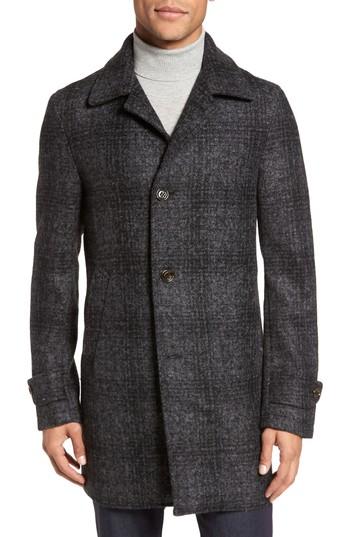 Men's Eleventy Plaid Alpaca Blend Car Coat Us / 52 Eu R - Grey