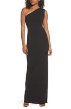 Women's Katie May One-shoulder Crepe Column Gown - Black