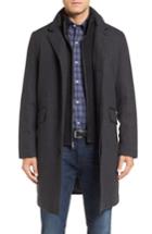 Men's Cole Haan Wool Blend Overcoat With Knit Bib Inset, Size - Grey