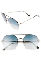 Women's Tom Ford Antonia 55mm Gradient Lens Aviator Sunglasses - Rose Gold/ Turquoise