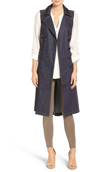 Women's Chelsea28 Sleeveless Denim Trench Coat