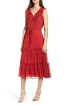 Women's Misa Los Angeles Marcel Ruffle Trim Midi Dress - Red