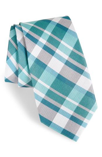 Men's Calibrate Modern Schoolboy Plaid Silk Tie, Size - Blue
