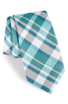 Men's Calibrate Modern Schoolboy Plaid Silk Tie, Size - Blue