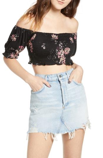Women's Somedays Lovin Off The Shoulder Crop Top - Black