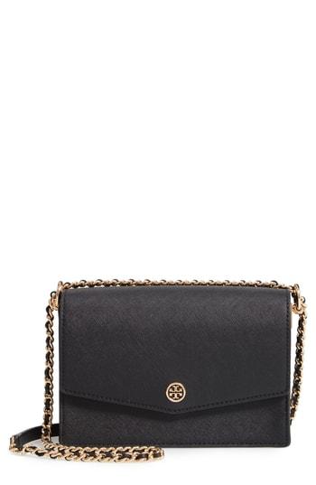 Tory Burch Mini Robinson Convertible Leather Shoulder Bag - Black