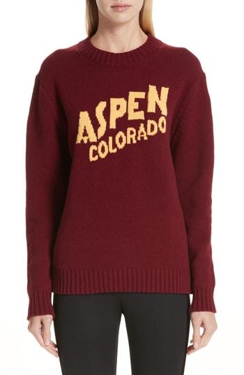 Women's Moncler Wool Blend Intarsia Sweater - Burgundy