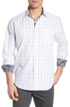 Men's Bugatchi Classic Fit Grid Sport Shirt - White