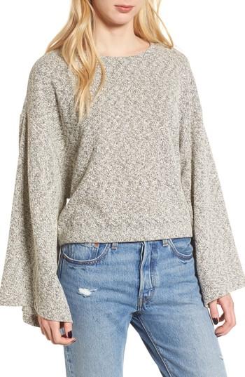 Women's Marled Bell Sleeve Sweater - Grey