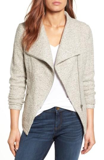 Petite Women's Halogen Knit Moto Jacket P - Grey