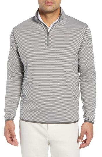 Men's Peter Millar Reversible Stripe Performance Quarter Zip Pullover - Grey