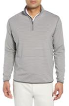 Men's Peter Millar Reversible Stripe Performance Quarter Zip Pullover - Grey