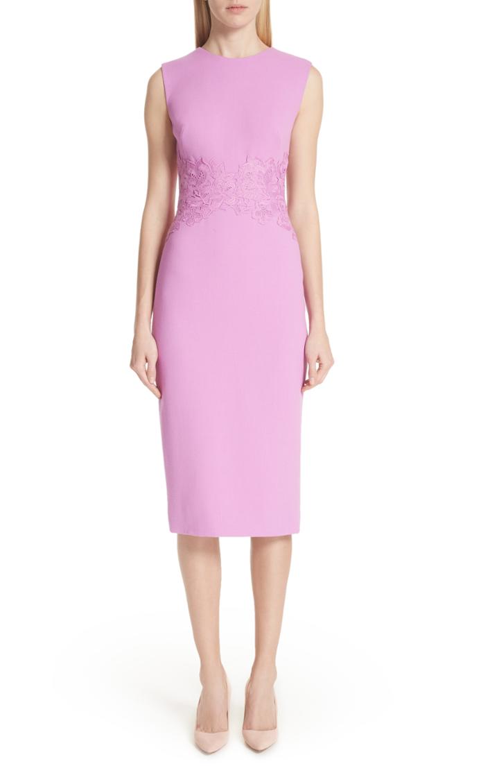 Women's Lela Rose Lace Waist Sheath Dress