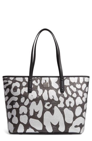 Mcm Anya Leopard Print Coated Canvas Tote - Black