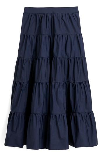 Women's J.crew French Creek Tired Cotton Poplin Midi - Blue