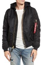 Men's Alpha Industries Ma-1 Natus Hooded Bomber Jacket, Size - Black