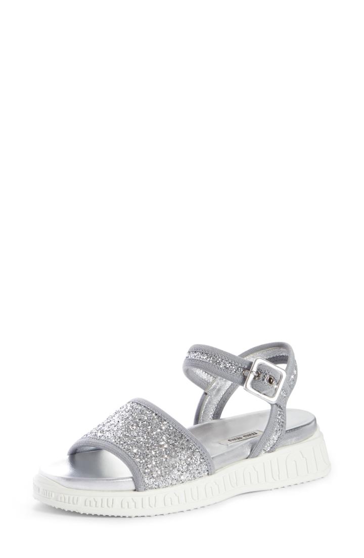 Women's Miu Miu Run Sport Sandal Us / 35eu - Metallic