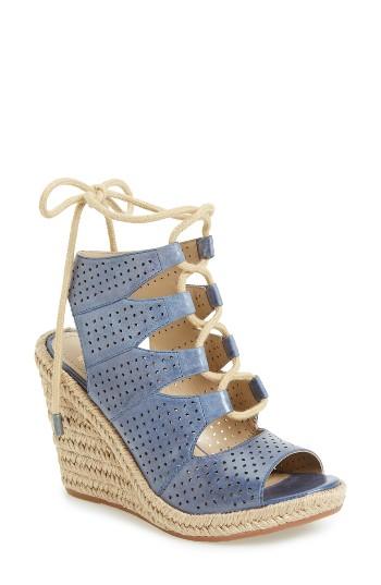 Women's Johnston & Murphy Mandy Perforated Wedge Sandal .5 M - Blue