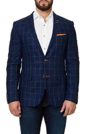 Men's Maceoo Descarte Windowpane Sport Coat (xxl) - Blue