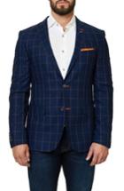Men's Maceoo Descarte Windowpane Sport Coat (xxl) - Blue