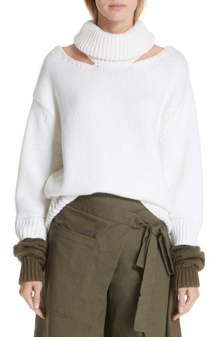 Women's Monse Wool Double-cuff Cutout Sweater - White