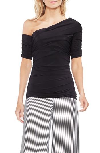 Women's Vince Camuto One Shoulder Ruched Top, Size - Black