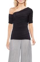 Women's Vince Camuto One Shoulder Ruched Top, Size - Black