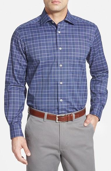 Men's David Donahue Fit Plaid Sport Shirt
