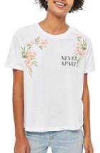 Women's Topshop Never Apart Lace-up Back Embroidered Tee Us (fits Like 0-2) - White