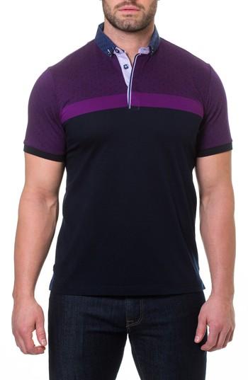 Men's Maceoo Diamond Woven Trim Polo (s) - Purple