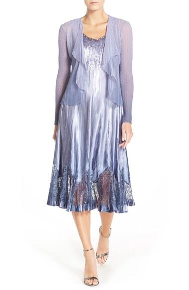 Women's Komarov Mixed Media A-line Dress & Jacket - Blue