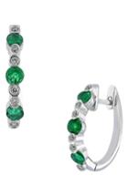 Women's Bony Levy Emerald & Diamond Hoop Earrings (nordstrom Exclusive)