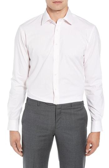 Men's Nordstrom Men's Shop Tech-smart Traditional Fit Stripe Stretch Dress Shirt .5 32/33 - Pink