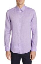 Men's Emporio Armani Trim Fit Linen Dress Shirt - Purple