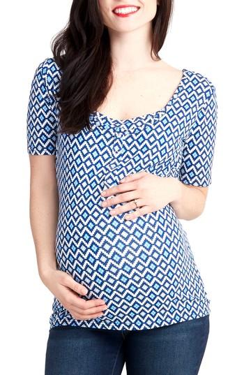 Women's Nom Maternity Snap Placket Maternity/nursing Tee - Blue