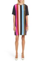 Women's Diane Von Furstenberg Stripe Silk Shift Dress - Black