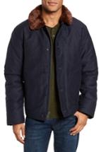 Men's Schott Nyc Faux Fur Collar Water-repellent Corduroy Down Jacket - Blue