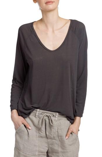 Women's James Perse Reverse Binding Raglan Tee - Grey