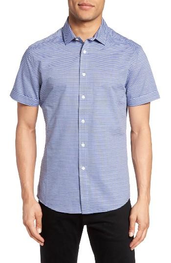 Men's Vince Camuto Trim Fit Dobby Stripe Sport Shirt - Blue