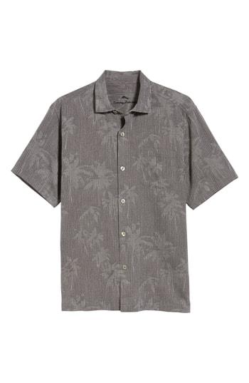 Men's Tommy Bahama Digital Palms Silk Sport Shirt, Size - Black