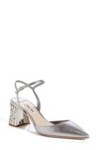 Women's Miu Miu Jeweled Heel Ankle Strap Pump .5us / 38.5eu - Metallic