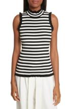 Women's Milly Ruffle Edge Ribbed Shell, Size - Black