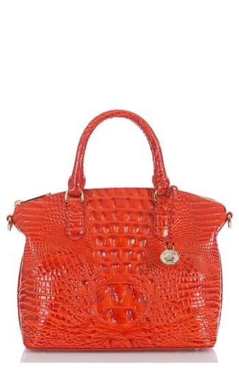 Brahmin 'medium Duxbury' Croc Embossed Leather Satchel - Red