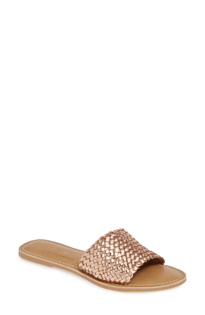 Women's Coconuts By Matisse Zuma Woven Slide Sandal M - Metallic