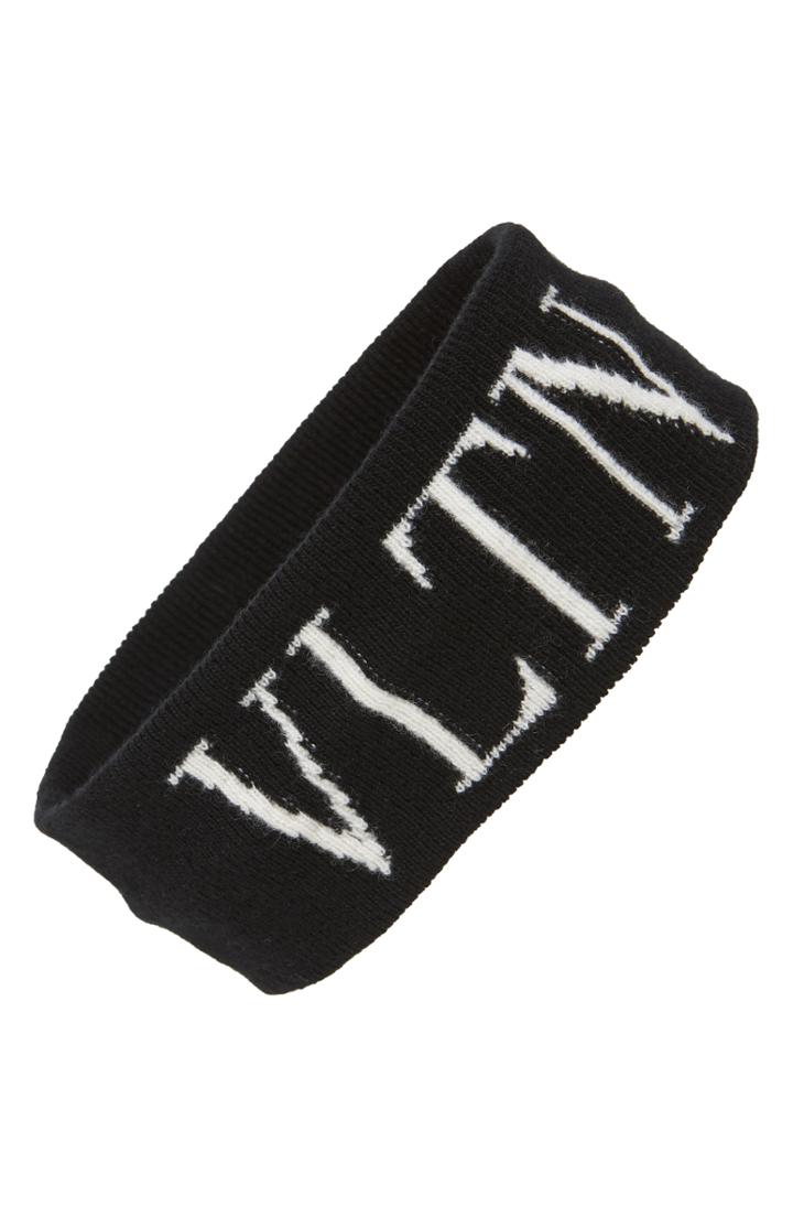 Valentino Vltn Wool & Cashmere Head Wrap, Size - Black