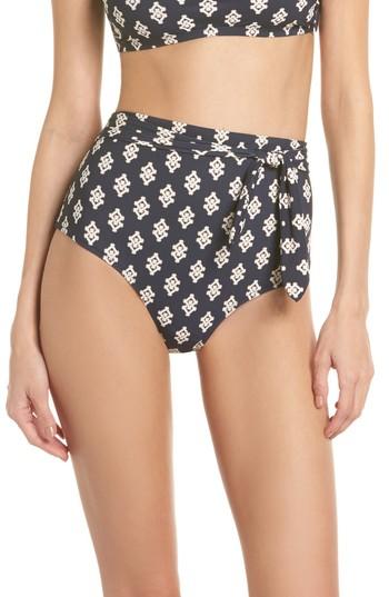 Women's Tory Burch Sash Tie High Waist Bikini Bottoms - Blue