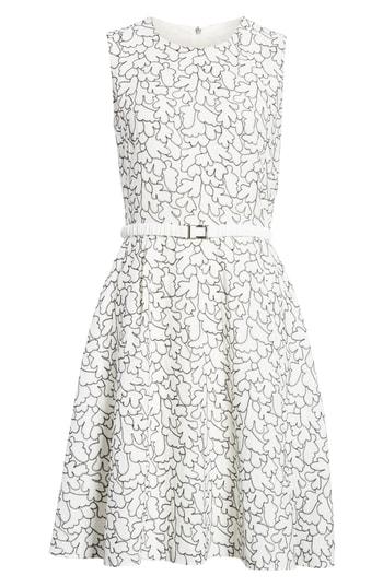 Women's Boss Denena Embroidered Fit & Flare Dress - White