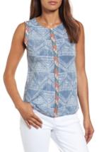 Women's Thml Embroidered Trim Print Top - Blue