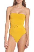 Women's Robin Piccone Luca Belted One-piece Swimsuit - Yellow